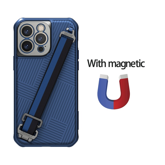 Magnetic Case with TPU Borders, Hard PC Back Cover, and Wrist Strap with Rope - Brandy Trendy Hub