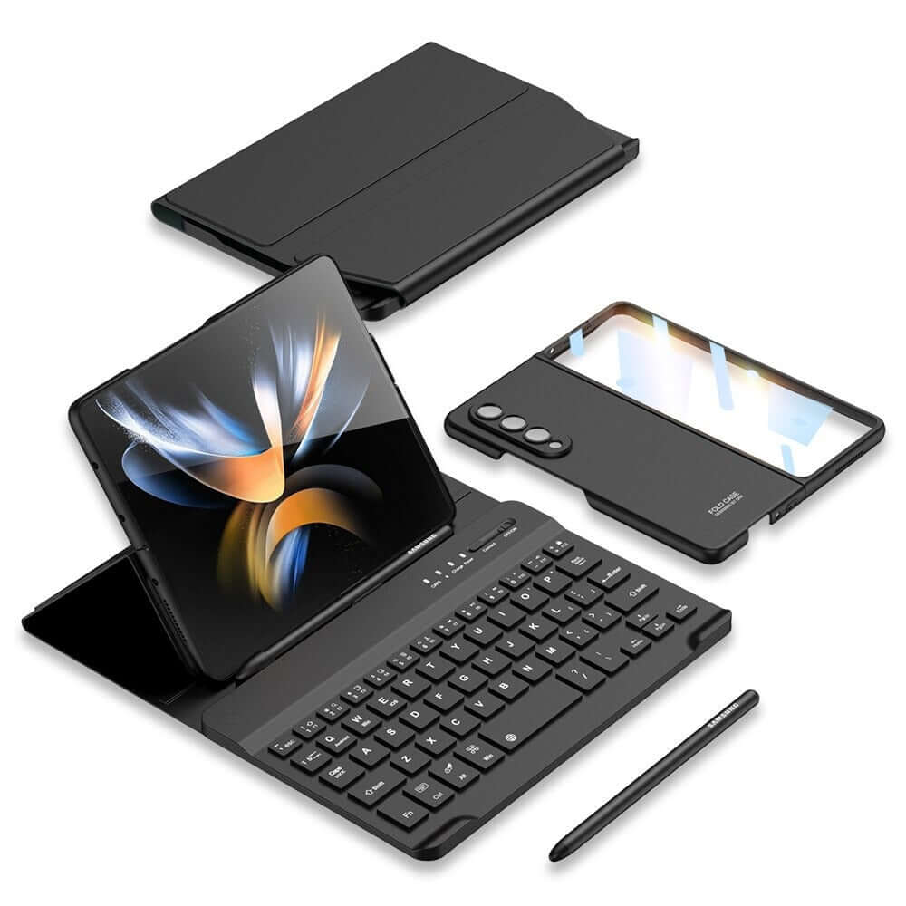 4-In-1 Wireless keyboard Leather Magnetic Flip Case - Brandy Trendy Hub