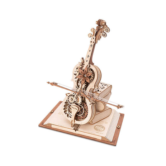 Magic Cello Music Box Puzzle - Mechanical, Moveable Stem - Brandy Trendy Hub