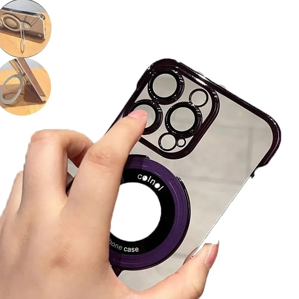Frameless Magnetic iPhone Case with Invisible Ring Stand - Brandy Trendy Hub