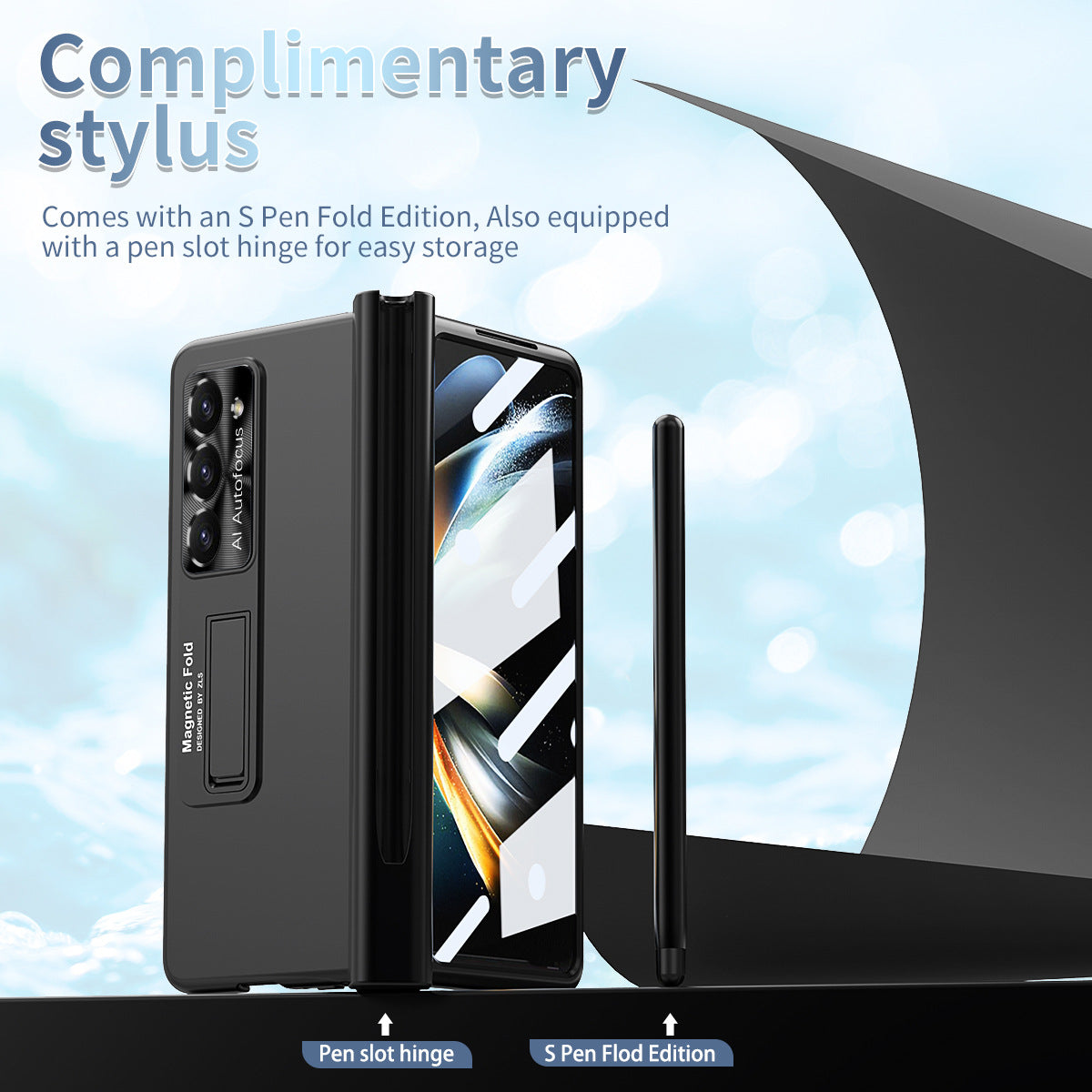 Magnetic Hinge Bracket Anti-Fall Phone Case with Stylus and Screen Film for Samsung Galaxy Z Fold - Brandy Trendy Hub