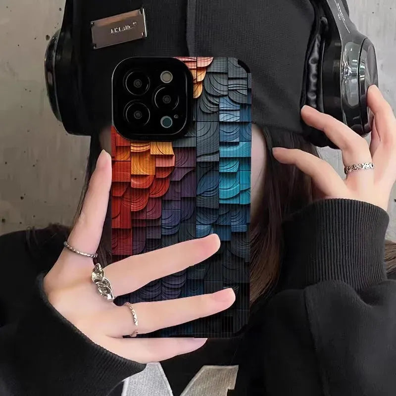 Fashion Dazzling Color Stacked Blocks Case for Various iPhone Models - Brandy Trendy Hub