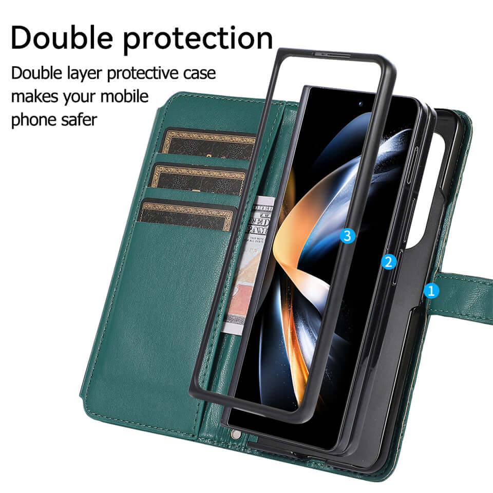 Lanyard Crossbody Rhombic Flip Wallet Case For Samsung Galaxy Z - Brandy Trendy Hub