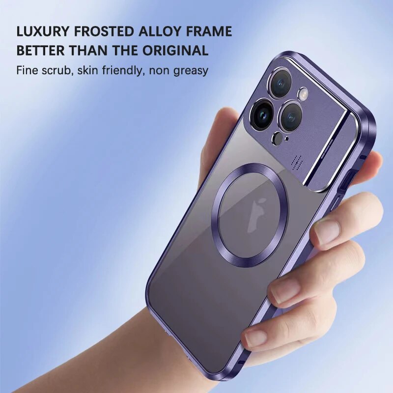 Premium Magnetic Fragrance Case with Lens Protection and Foldable Stand for iPhone - Metal Magsafe Cover Included - Brandy Trendy Hub