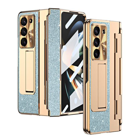 Elegant Crystal Magnetic Phone Case with Bracket and Back Screen Glass for Samsung Galaxy Z Fold - Brandy Trendy Hub