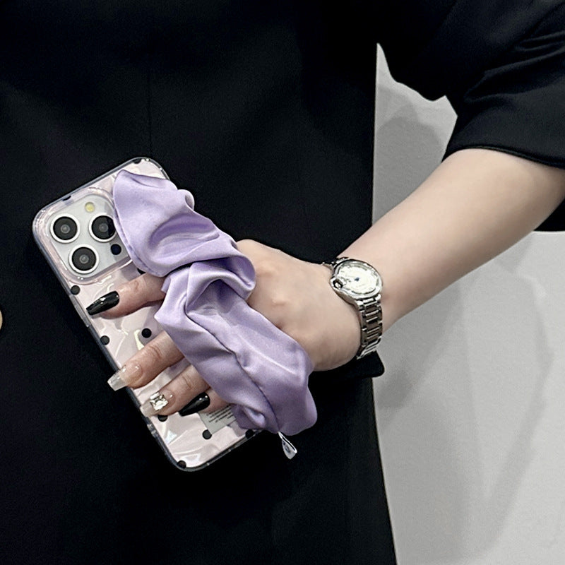 Purple Polka Dot Silk Wristband Phone Case for iPhone - Brandy Trendy Hub