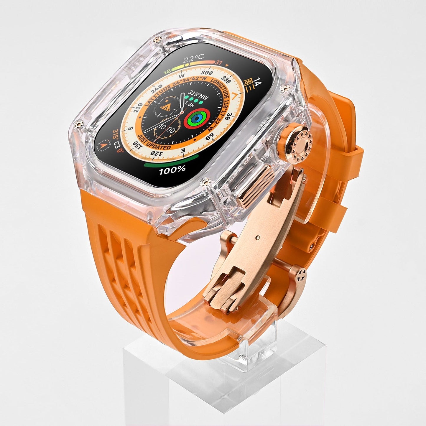 Elegant 44/45mm Luxury Case Strap for Apple Watch Series - Brandy Trendy Hub