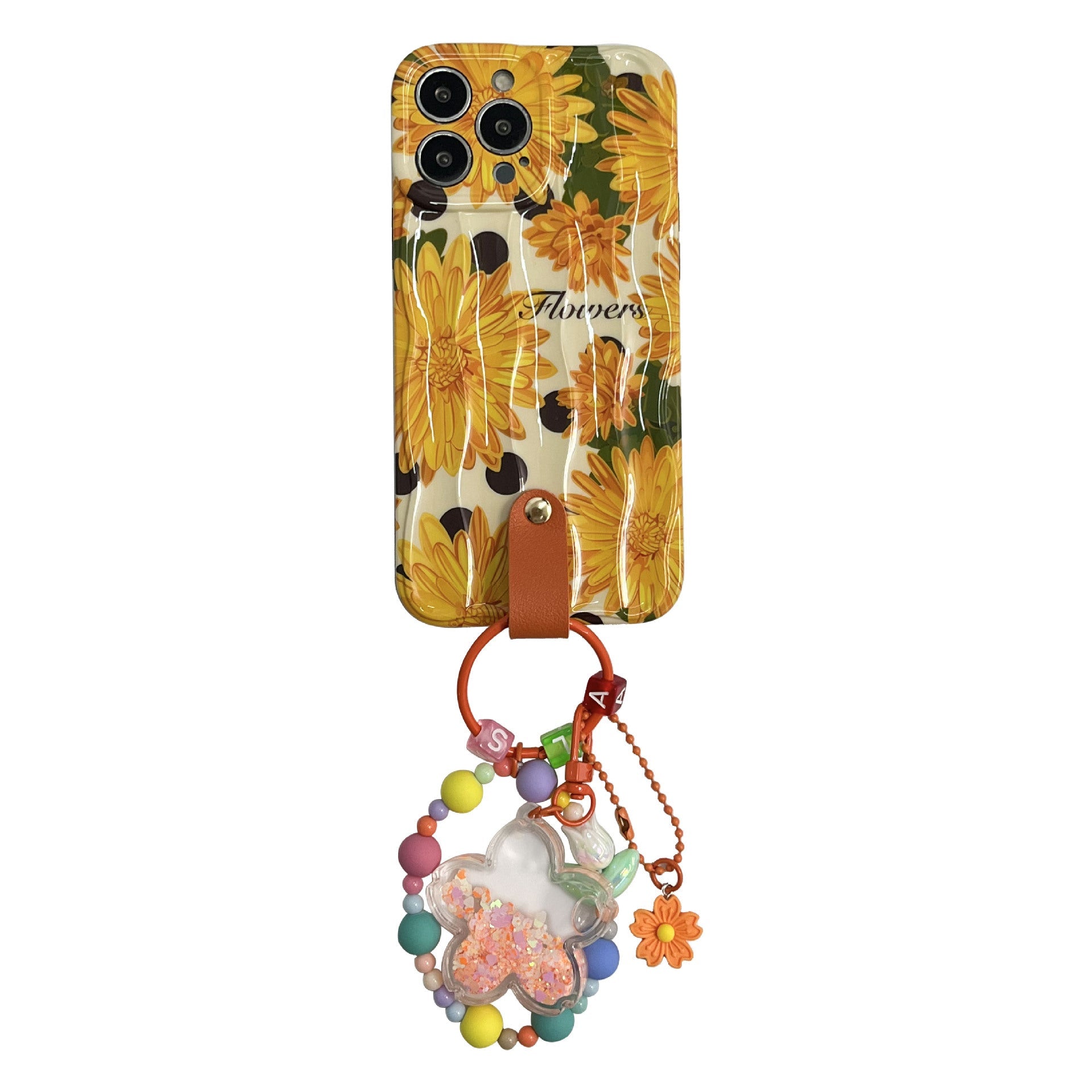 Yellow Daisy With Lanyard Neck Strap Silicone Phone Case for iPhone - Brandy Trendy Hub