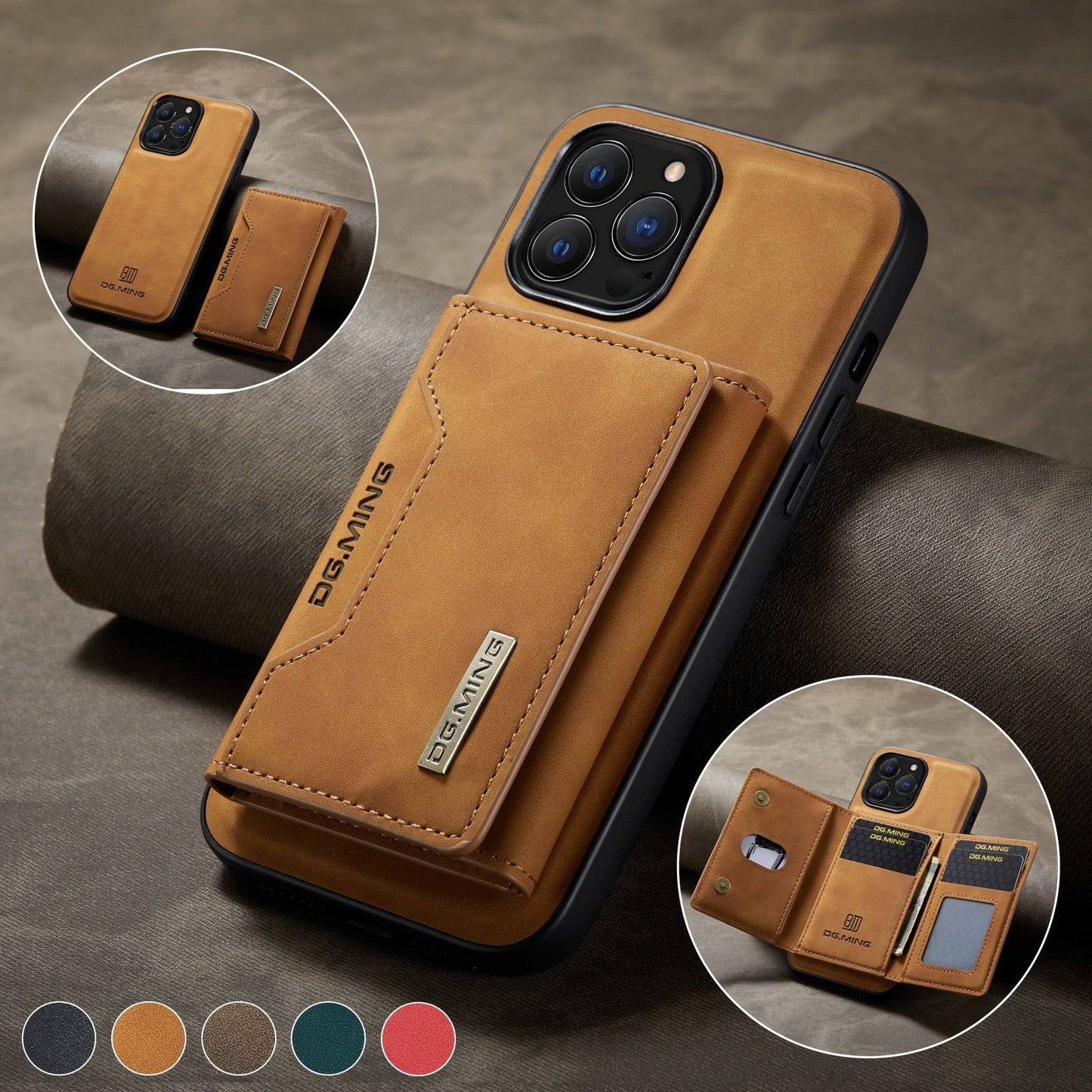 2 In 1 Leather Wallet Cover Detachable Case with Card Holder for all iPhone - Brandy Trendy Hub