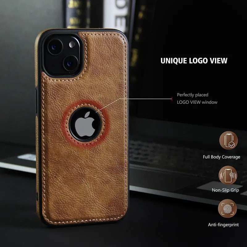 Elegance Leather Luxury Case for iPhone 15 - Brandy Trendy Hub