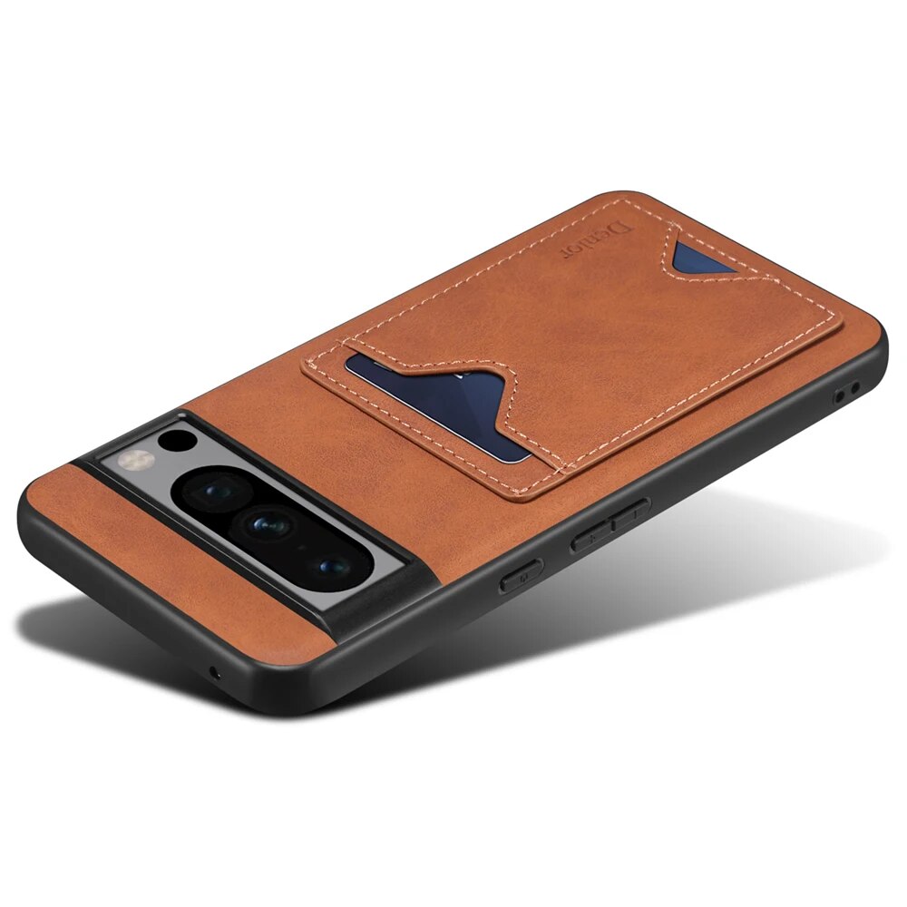 Leather Case with Card Wallet for Google Pixel 8 Series - Brandy Trendy Hub