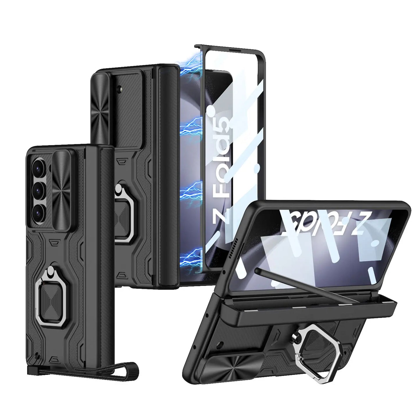 360° Magnetic Hinge with Screen Protection, Wrist Strap & Kickstand - Z Fold 5