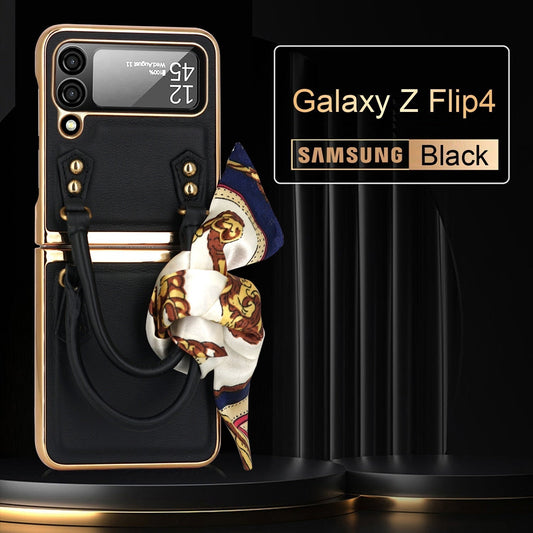 Luxury Leather Case For Samsung Galaxy Z Flip 4 - Brandy Trendy Hub