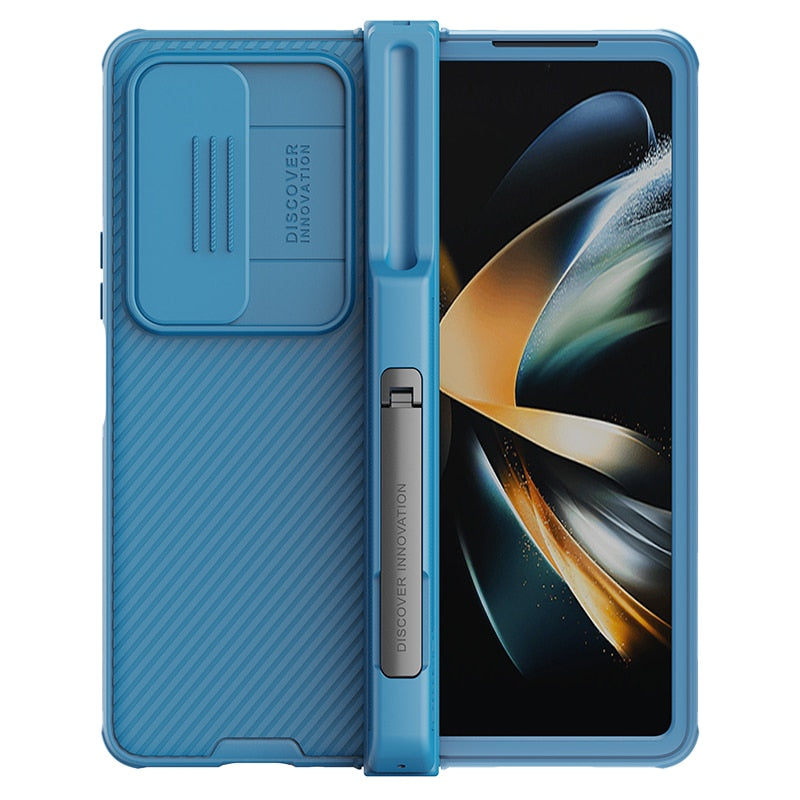 Samsung Galaxy Z Fold 4 Case with Slide Camera Protector, Kickstand & S-Pen Pocket. - Brandy Trendy Hub