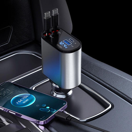 Fast Charging 4 in 1 Retractable Car Charger - Brandy Trendy Hub