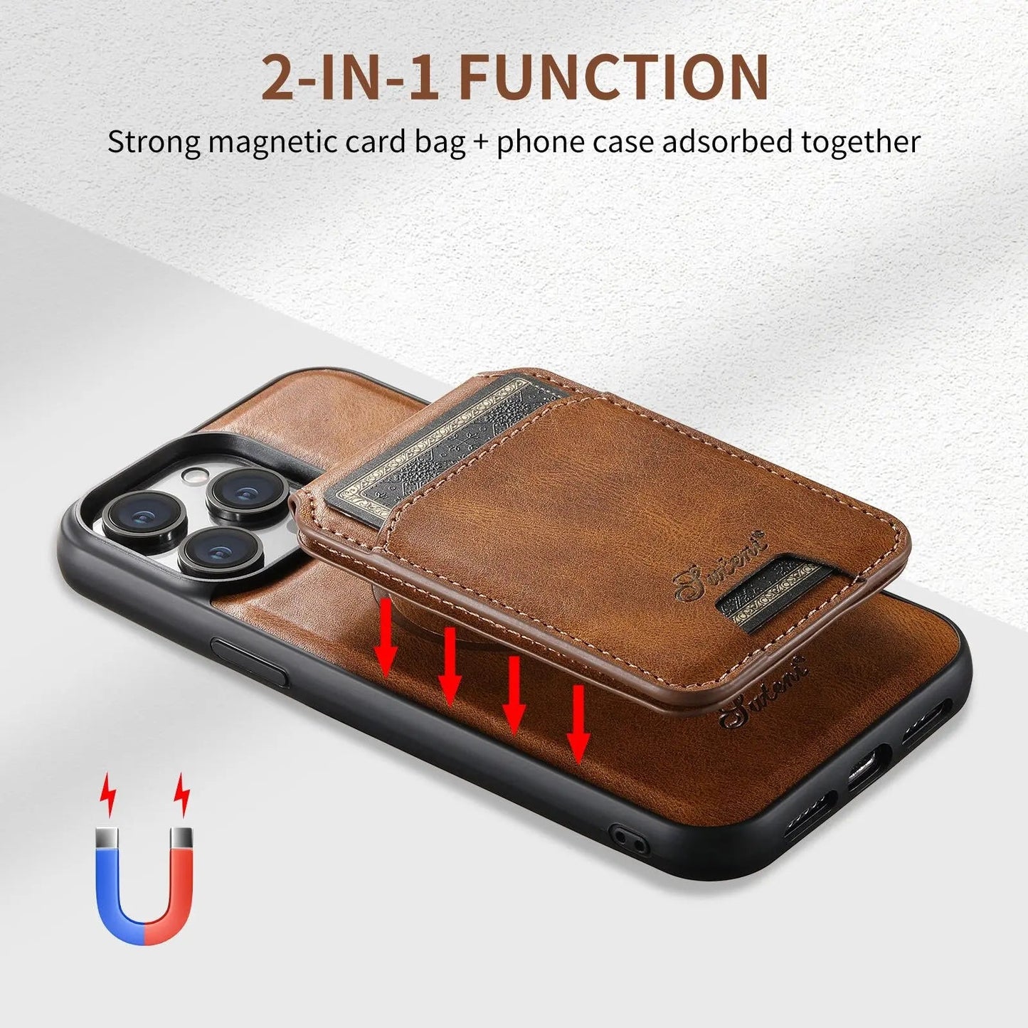 Luxury Leather Wallet Case for iPhone 15 - Brandy Trendy Hub