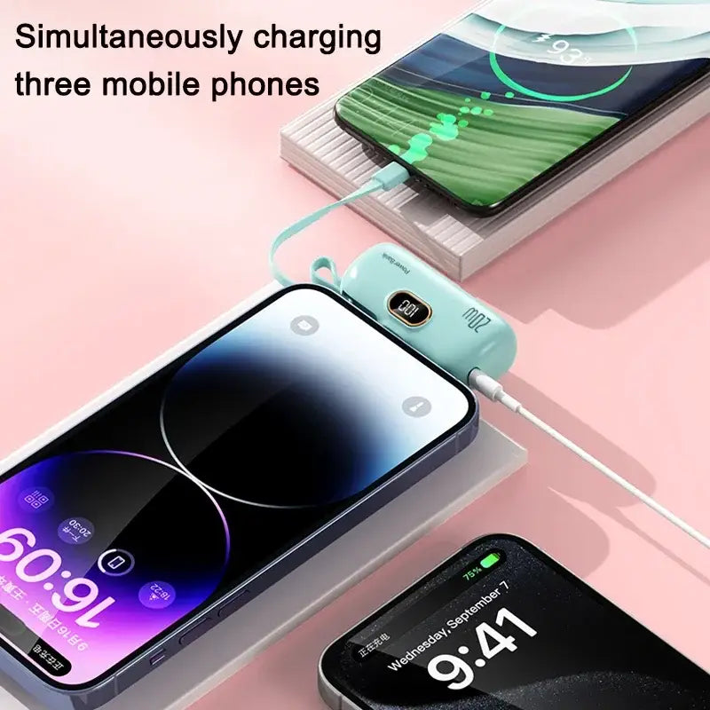 Mini Power Bank 10000mAh with LCD Display - Portable Phone External Battery Charger