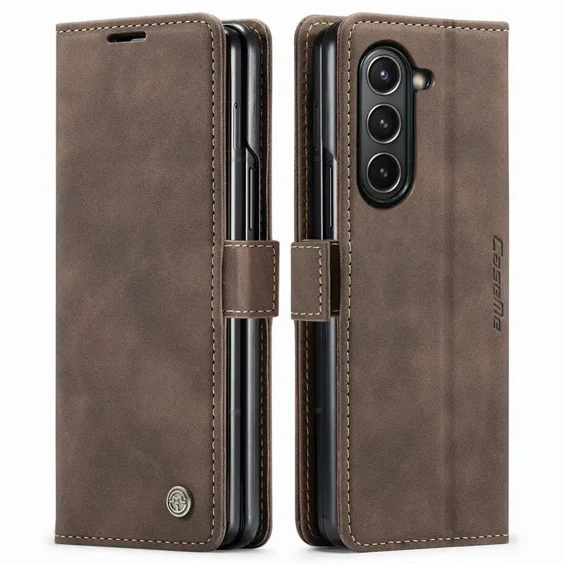 Luxury Matte Leather Style Wallet with card holders and flip stand For Samsung Galaxy Z Fold 5 Case