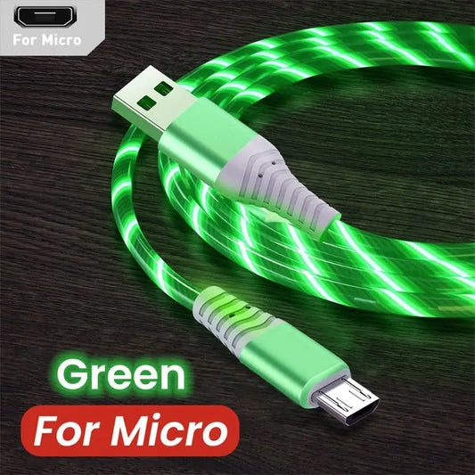 100W 7A LED Glow Fast Charging Power Delivery PD Cables - Lightning / Type-C / Micro-USB Data Cords