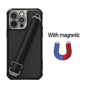 Magnetic Case with TPU Borders, Hard PC Back Cover, and Wrist Strap with Rope - Brandy Trendy