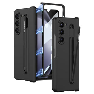 Magnetic Hinge Anti-Fall Phone Case with Pen Tray, Shell, and Film for Samsung Galaxy Z Fold 5