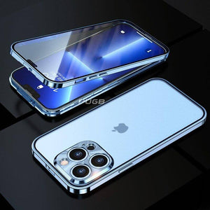 Luxury iPhone Case - Aluminum Metal, Double-Sided Glass, Matte Transparent Design - Slim Fit Protective Cover - Brandy Trendy