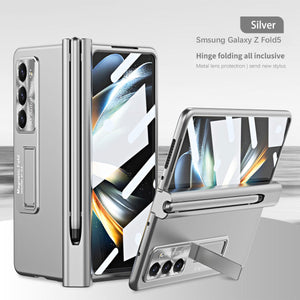 Magnetic Hinge Bracket Anti-Fall Phone Case with Stylus and Screen Film for Samsung Galaxy Z Fold