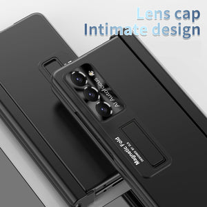 Magnetic Hinge Bracket Anti-Fall Phone Case with Stylus and Screen Film for Samsung Galaxy Z Fold