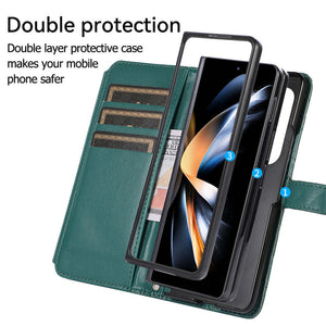 Lanyard Crossbody Rhombic Flip Wallet Case For Samsung Galaxy Z Fold4 Fold3 - Brandy Trendy