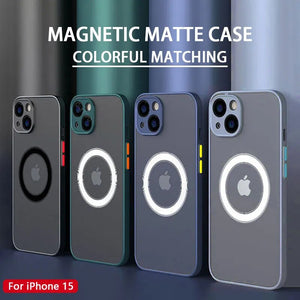 Luxury Matte Magnetic For Magsafe Charging Case For iPhone 15 - Brandy Trendy
