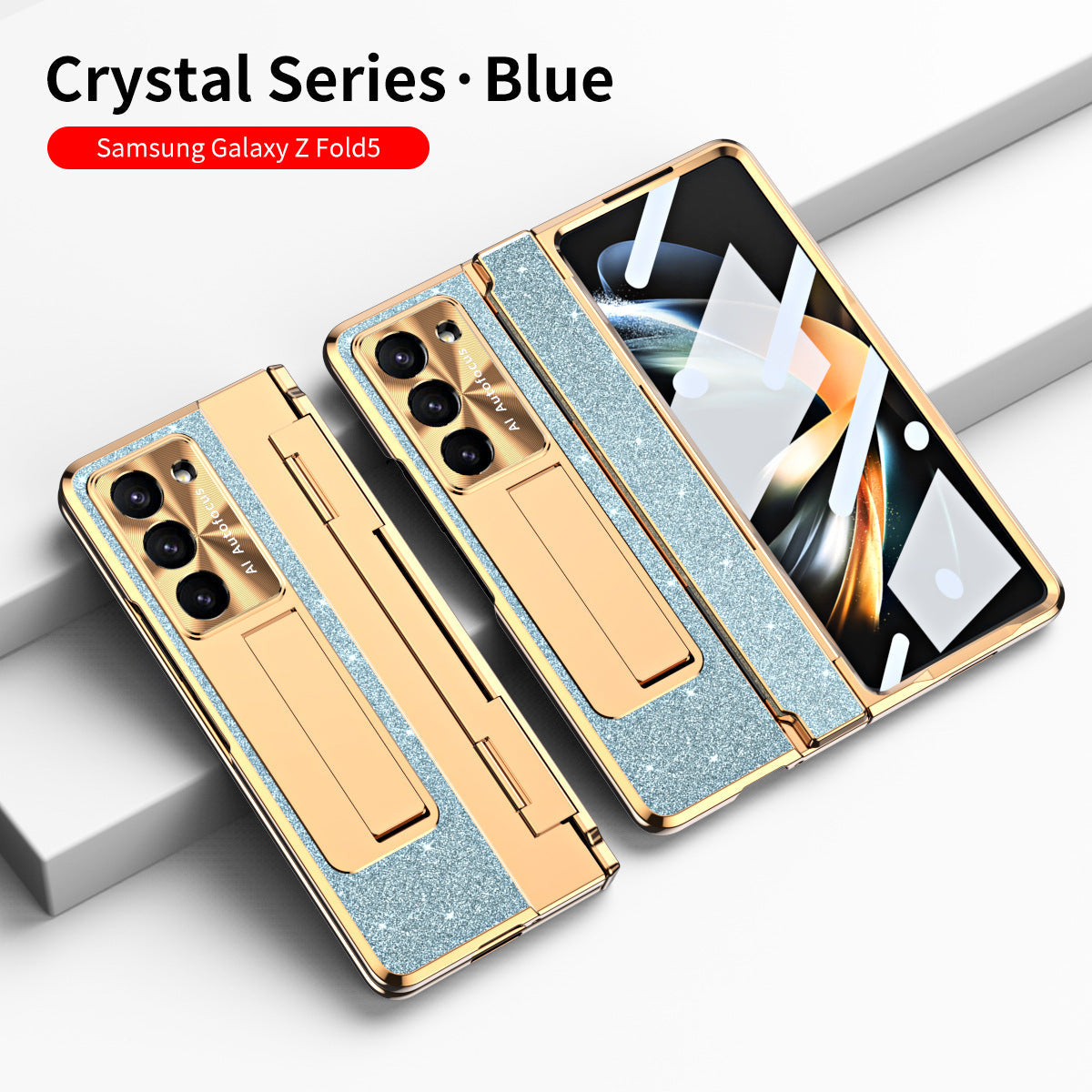 Elegant Crystal Magnetic Phone Case with Bracket and Back Screen Glass for Samsung Galaxy Z Fold