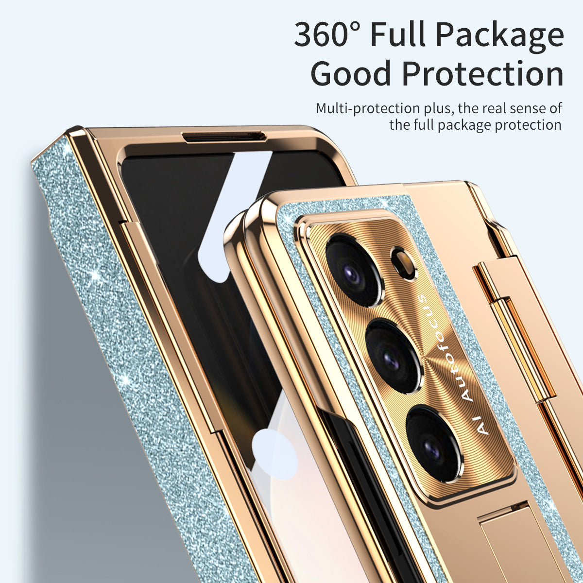 Elegant Crystal Magnetic Phone Case with Bracket and Back Screen Glass for Samsung Galaxy Z Fold