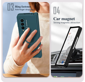 Anti-Fall Phone Case with Magnetizable Ring Holder and Film for Samsung Galaxy Z Fold