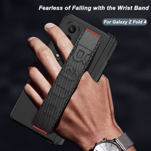 Magnetic Case with Wrist Band & Hinge Pen Holder For Samsung Galaxy Z Fold 4 - Brandy Trendy