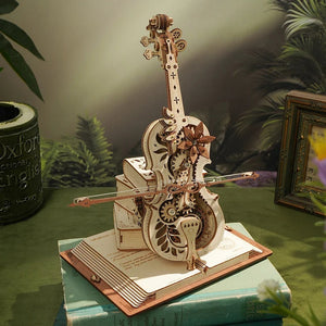 Magic Cello Music Box Puzzle - Mechanical, Moveable Stem - Brandy Trendy