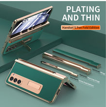 Load image into Gallery viewer, Leather Kickstand Pen Slot Case + FREE PEN - Z Fold 5 - Brandy Trendy
